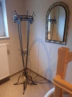 Vintage smeedijzeren kapstok met bijpassende spiegel, Ophalen, Zo goed als nieuw, Metaal, Staande kapstok