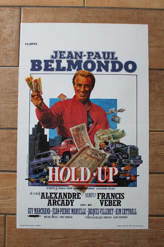 filmaffiche Jean-Paul Belmondo Hold-up filmposter, Rechthoekig Staand, Ophalen of Verzenden, Zo goed als nieuw, A1 t/m A3