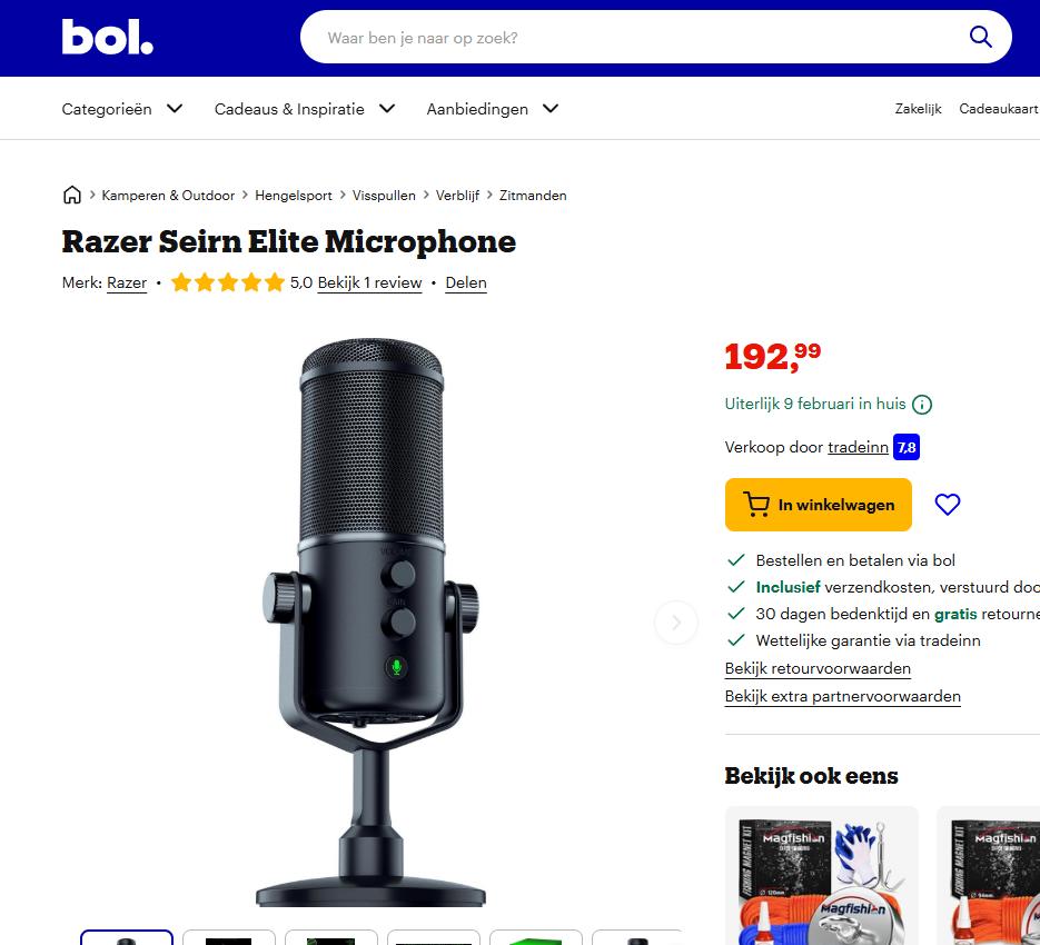 ✅ Microfoon Razer Seirēn Elite ✅, Enlèvement, Comme neuf