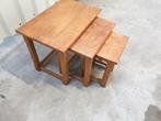 3 bijzettafeltjes in eik in zeer goede staat. Levering., Huis en Inrichting, Ophalen, Gebruikt, Rechthoekig, Hout