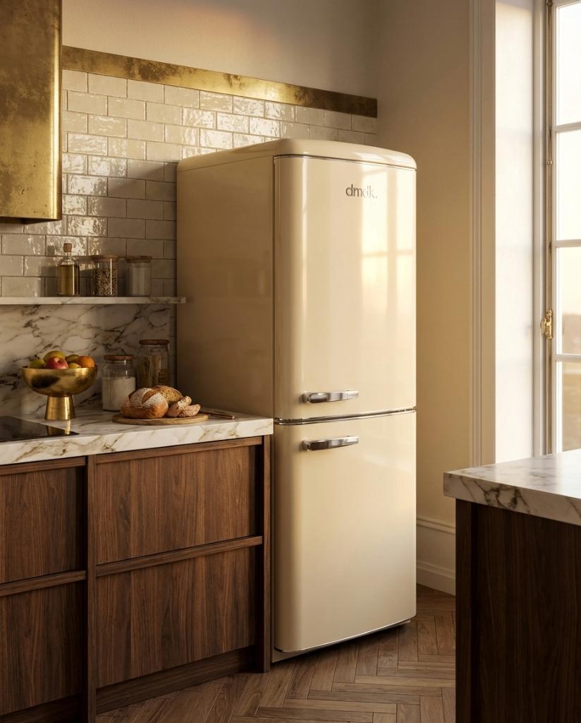 Refroidisseur et congélateur DMDK DKC3 crème rétro, Neuf, Enlèvement ou Envoi, Avec compartiment congélateur, 160 cm ou plus
