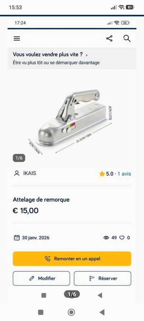 Attelage de remorque, Autos : Divers, Remorques Pièces, Neuf, Enlèvement