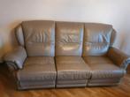 lederen salon - 3-zit en 2 elektrische relaxen, Ophalen, Gebruikt, 100 tot 125 cm, Klassiek