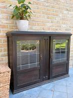 Eiken kastje met brandglas, Antiek en Kunst, Ophalen