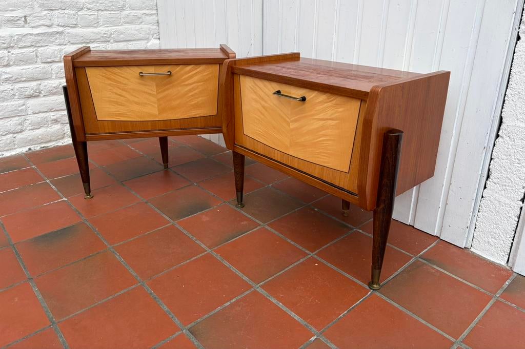 Vintage Scandinavische nachtkastjes, Ophalen, Zo goed als nieuw, Hout