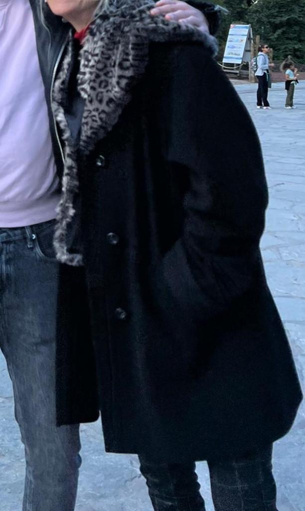 Menuetto : zwart jas mantel (cashmère/wol) nepbont kraag , L, Menuetto, Verzenden, Zwart, Maat 42/44 (L)