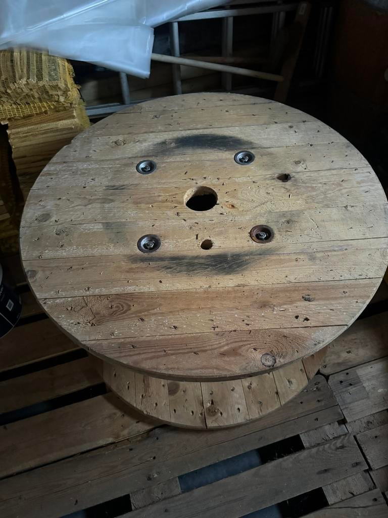 Houten bobijn, Tuin en Terras, Tuintafels, Ophalen, Zo goed als nieuw, Rond, Hout