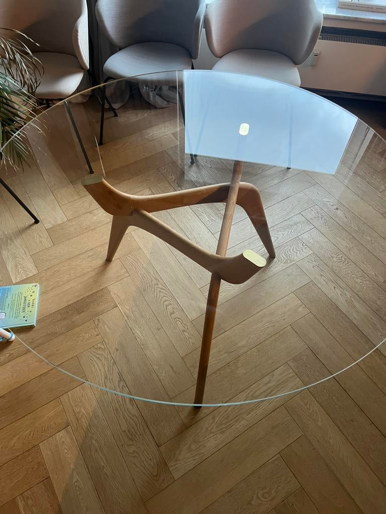 TRIIIO tafel Brdr. Krüger, Huis en Inrichting, Ophalen, Glas, Gebruikt, Rond