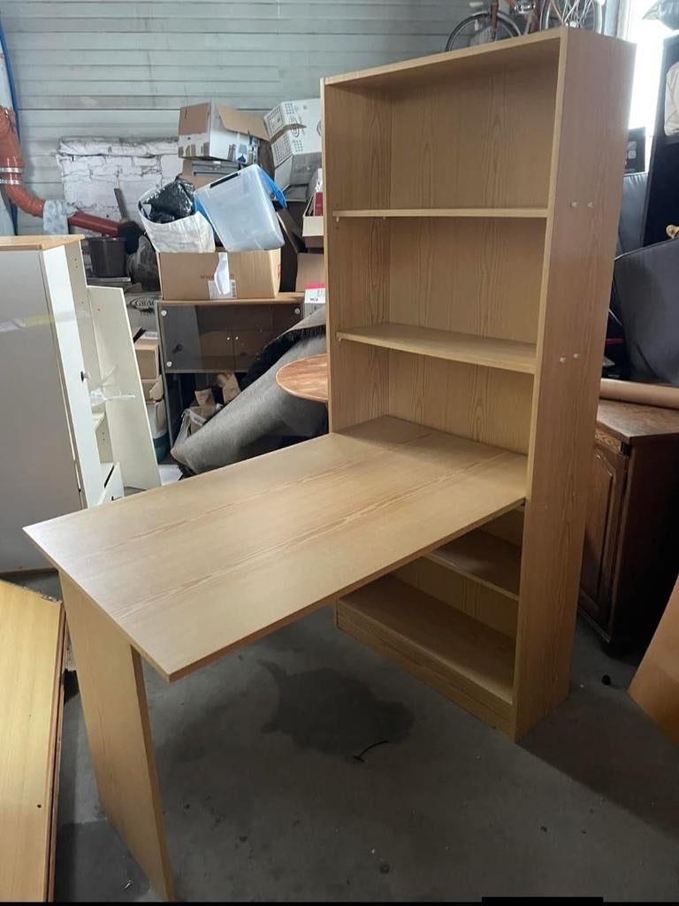Bureau étagère bibliothèque, Ophalen, Gebruikt, Hout, Bureau-kast combinatie