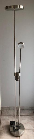 Lampadaire LED inox + lampe de lecture (variateur) (NOUVEAU), Neuf, Modern, hedendaags, Métal, 150 à 200 cm