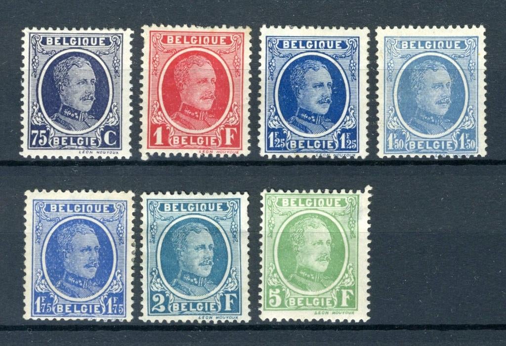 (B) 204/210 MH 1922 - S.M. le Roi Albert 1, Enlèvement ou Envoi, Non oblitéré, Trace d'autocollant