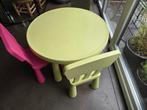 Table ikea enfant mammut ronde jaune/vert + 2 chaises, Enlèvement, Utilisé, Table(s) et Chaise(s)