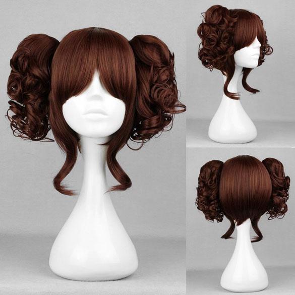 Carnaval pruik met 2 staartjes op klem kastanje bruin, Handtassen en Accessoires, Uiterlijk | Haarverzorging, Nieuw, Verzenden