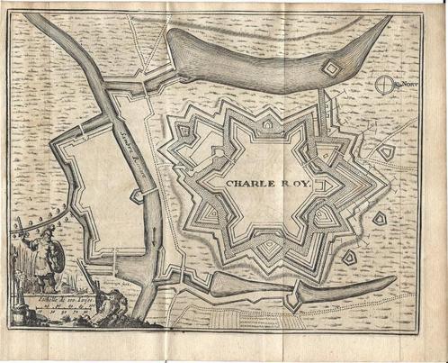 1720 - Charleroi / les fortifications, Antiek en Kunst, Kunst | Etsen en Gravures, Verzenden