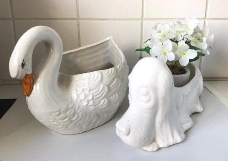 Bloem Pot Zwaan Hond Italiaans porselein 30 cm😍💎💑🎁👌, Antiek en Kunst, Antiek | Porselein, Ophalen of Verzenden
