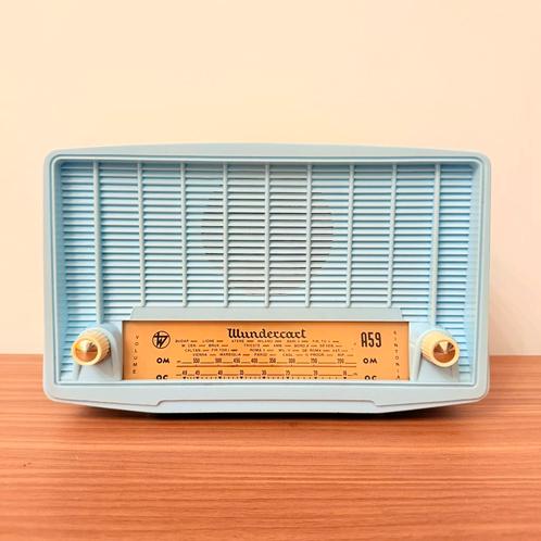 ZELDZAME VINTAGE BUIZENRADIO WUNDERCART A59 LICHTBLAUW RADIO, Antiek en Kunst, Antiek | Tv's en Audio, Verzenden