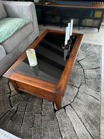 Salontafel teak koloniaal rookglas 2 laden, Ophalen, Zo goed als nieuw