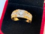 Rolex ring 18 karaat goud/ bicolor/ met natuurlijke diamant!, Handtassen en Accessoires, Ringen, 20 of groter, Ophalen of Verzenden