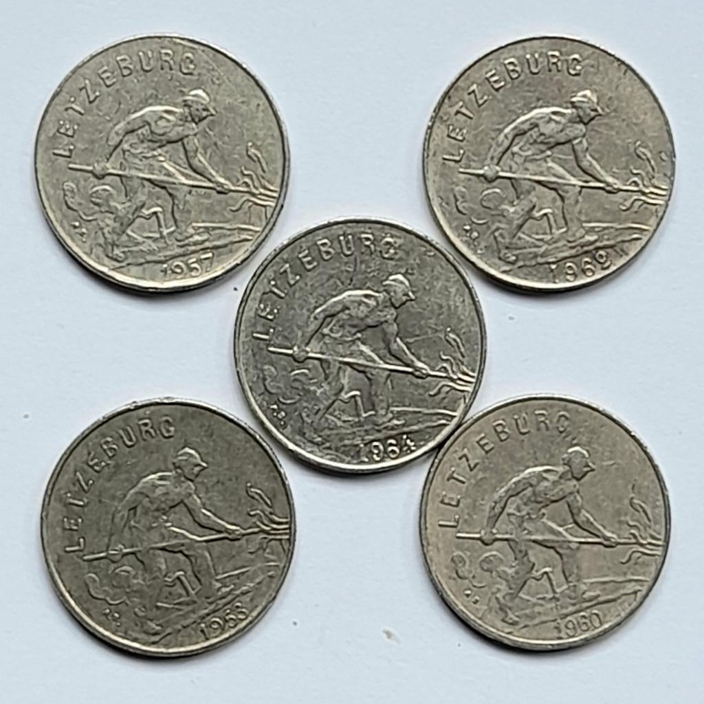 Luxemburg 5 x 1 franc KM #46 .2 (742), Enlèvement ou Envoi, Belgique