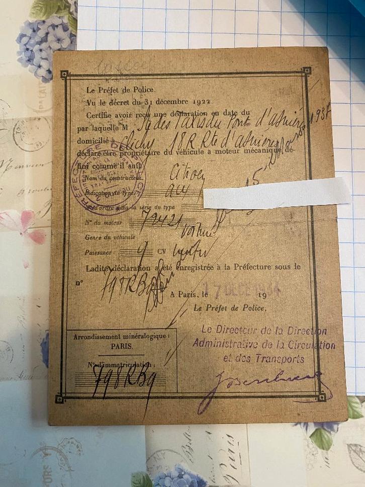 Carte grissen van vooroorlogse citroen ac4 oldtimer, Auto diversen, Handleidingen en Instructieboekjes, Ophalen of Verzenden