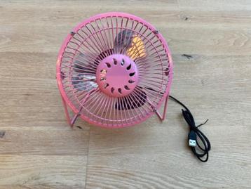 Ventilateur de table rétro rose fluo avec port USB, Electroménager, Enlèvement ou Envoi, Utilisé, Ventilateur de table