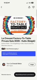 Let op 12-10! Le creuset factory to table Antwerpen, Tickets en Kaartjes
