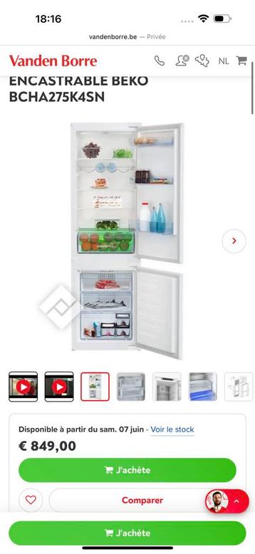 Frigo beko neuf encastrable  beschikbaar voor biedingen