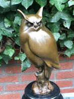 bronzen sculptuur uil uilen beeld op marmer, Antiek en Kunst, Kunst | Beelden en Houtsnijwerken, Ophalen of Verzenden