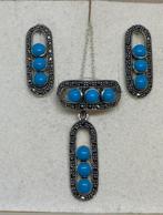 Prachtige set van 925 sterling zilver met turkoois, Blauw, Nieuw, Ophalen of Verzenden, Met edelsteen