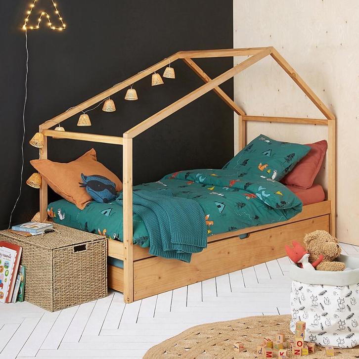 Kinderbed + bedlade + 2 matrassen — als nieuw, Kinderen en Baby's, Kinderkamer | Bedden, Zo goed als nieuw, 180 cm of meer, 85 tot 100 cm