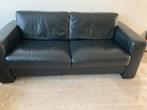 Zwarte leren 2 zit, Huis en Inrichting, Zetels | Zetels, Ophalen, Gebruikt, 150 tot 200 cm, Tweepersoons