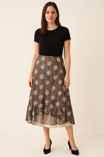 Phase Eight Plooi-rok lange plooirok maat L + bloem patroon, Bruin, Maat 42/44 (L), Ophalen of Verzenden, Zo goed als nieuw