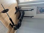 Bench press + gewichten, Ophalen, Zo goed als nieuw, Benen, Krachtstation