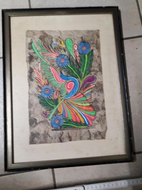Zuid Amerikaans schilderij,pentekening, prenten, Verzamelen, Retro, Huis en Inrichting, Ophalen of Verzenden