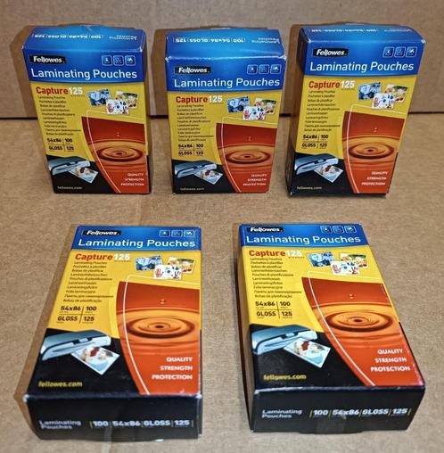 Lotje van 5 doosjes Lamineer etuis Fellowes 75x105mm glanzen, Diversen, Schoolbenodigdheden, Nieuw, Ophalen