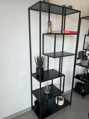 WOOOD Boekenkast zwart design look 185x77x35cm, Ophalen, Met plank(en), 50 tot 100 cm, Zo goed als nieuw