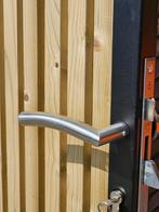 Nieuw moderne tuinpoort lijnprofiel, zwart staal, hout poort, Tuin en Terras, 100 tot 150 cm, Nieuw, Ophalen of Verzenden, Looppoort