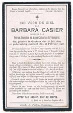 Bp. Casier Barbara. ° Ouckene 1819 † Ouckene 1907, Collections, Enlèvement ou Envoi, Image pieuse