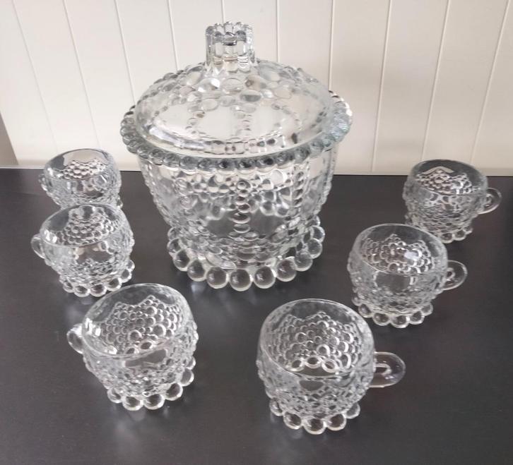 Vintage Service Punch of fruitsalade in glas, Antiek en Kunst, Antiek | Glaswerk en Kristal, Ophalen of Verzenden