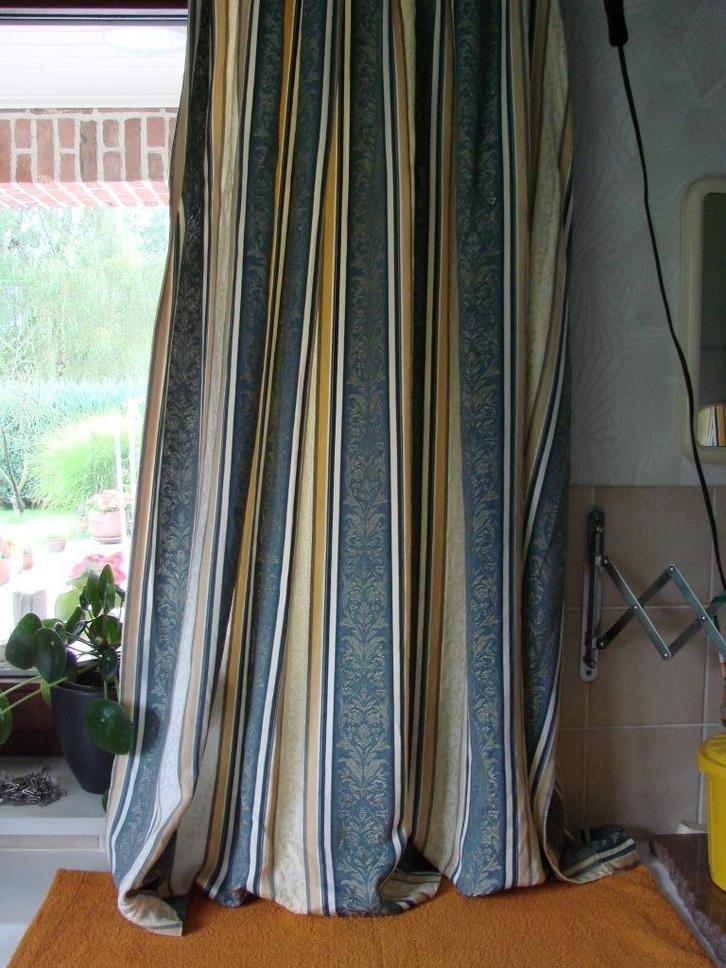 overgordijnen: 4 blauwe en 4 roze, Huis en Inrichting, Stoffering | Gordijnen en Lamellen, Gebruikt, Blauw, Overige kleuren, Ophalen