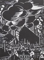 Houtsnede van Frans Masereel: CHARLEROI, Verzamelen, Verzenden, 1940 tot 1960, Henegouwen