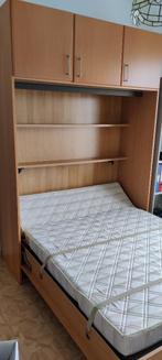Opklapbed, Ophalen, Bruin, 140 cm, Zo goed als nieuw
