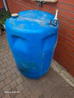 Blauwe ton 200 liter in goede staat met kraan, Tuin en Terras, Ophalen