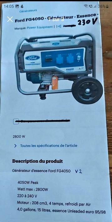 générateur Ford fg 450 neuf beschikbaar voor biedingen