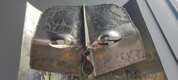 Masker uit brons met massief beeld, unieke tafellamp:Gesigne beschikbaar voor biedingen