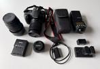 Canon 90D + 3 lenzen + flits + battery kit, Enlèvement, Comme neuf, Canon