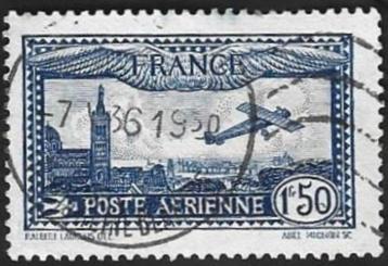 1 Postzegel Frankrijk 1930 Vliegtuig boven Marseille beschikbaar voor biedingen