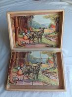 Vintage blokpuzzel sprookjes van Grimm, ca. 1950, 24 blokjes, Ophalen of Verzenden