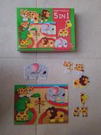 Puzzel dieren 5 in 1, Enlèvement, 10 à 50 pièces, Comme neuf, 2 à 4 ans