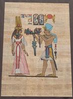 papyrus kunstwerkje Isis en Osiris (met certificaat), Antiek en Kunst, Kunst | Tekeningen en Fotografie, Ophalen of Verzenden
